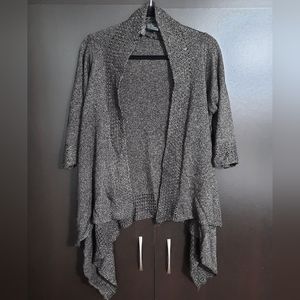 Y2K Jana Metallic Knit Waterfall Open Cardigan